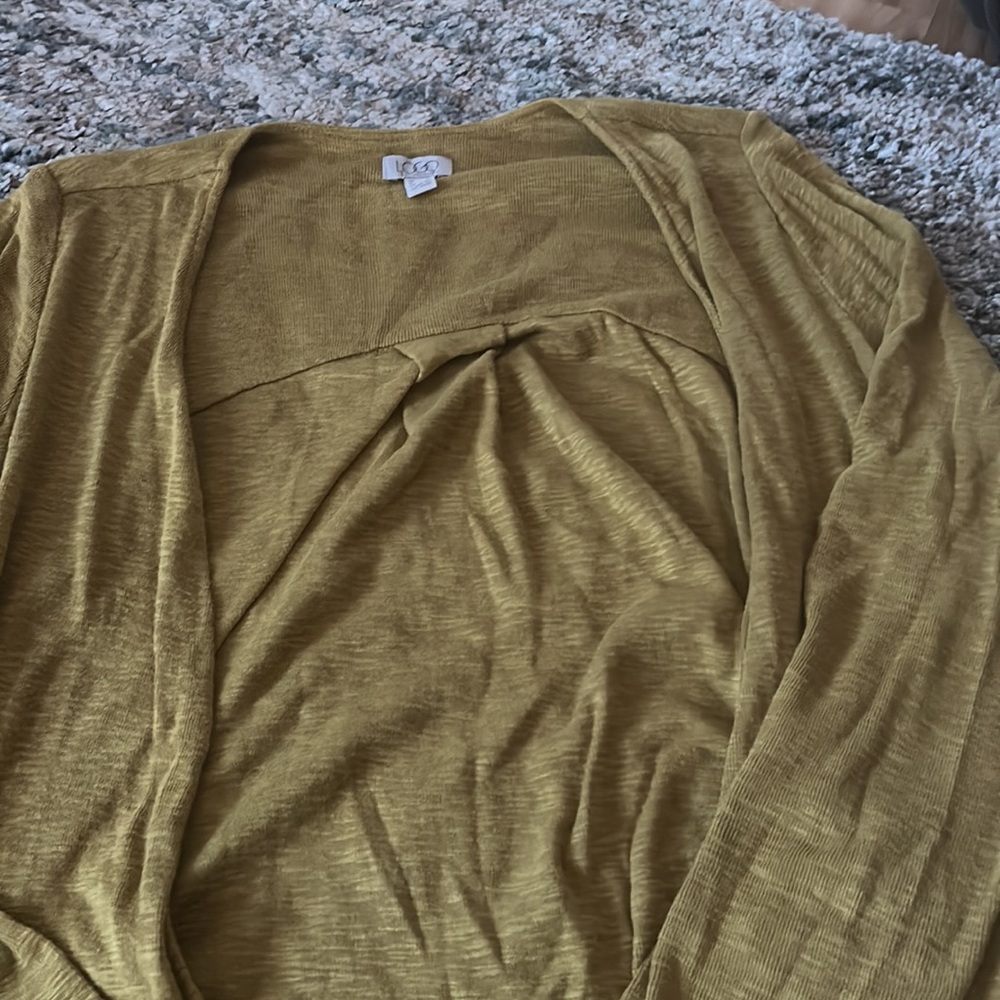 LOGO by Lori Goldstein Yellow Waterfall Cardigan - Picture 4 of 12